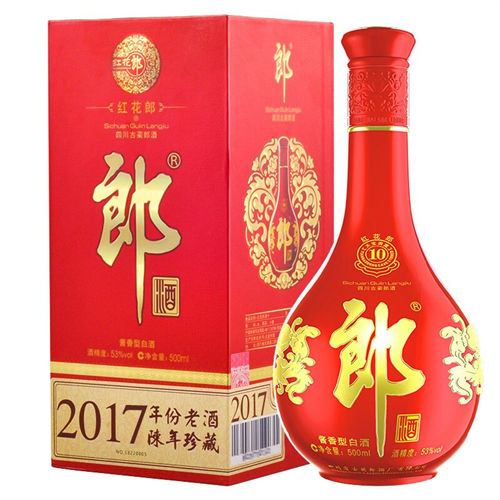 53度2017年红花郎10十浓香型白酒500ml价格会是多少